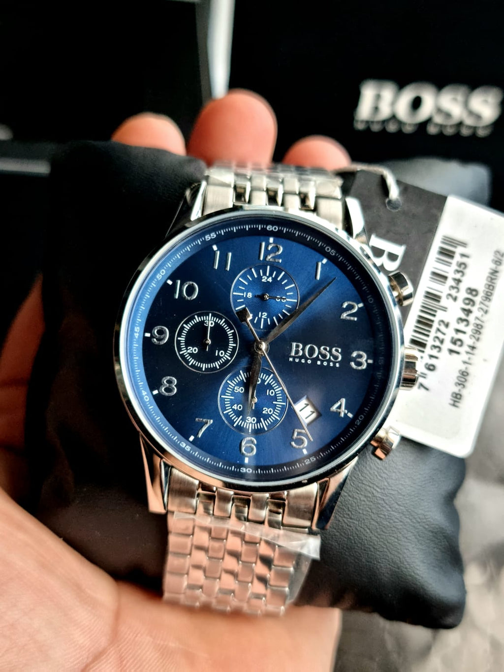 Hugo Boss Men’s Quartz Stainless Steel Blue Dial 44mm Watch 1513498