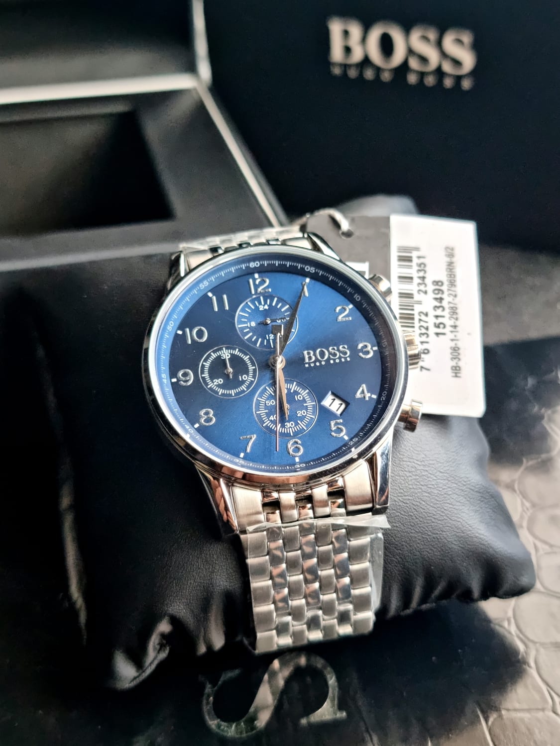 Hugo Boss Men’s Quartz Stainless Steel Blue Dial 44mm Watch 1513498