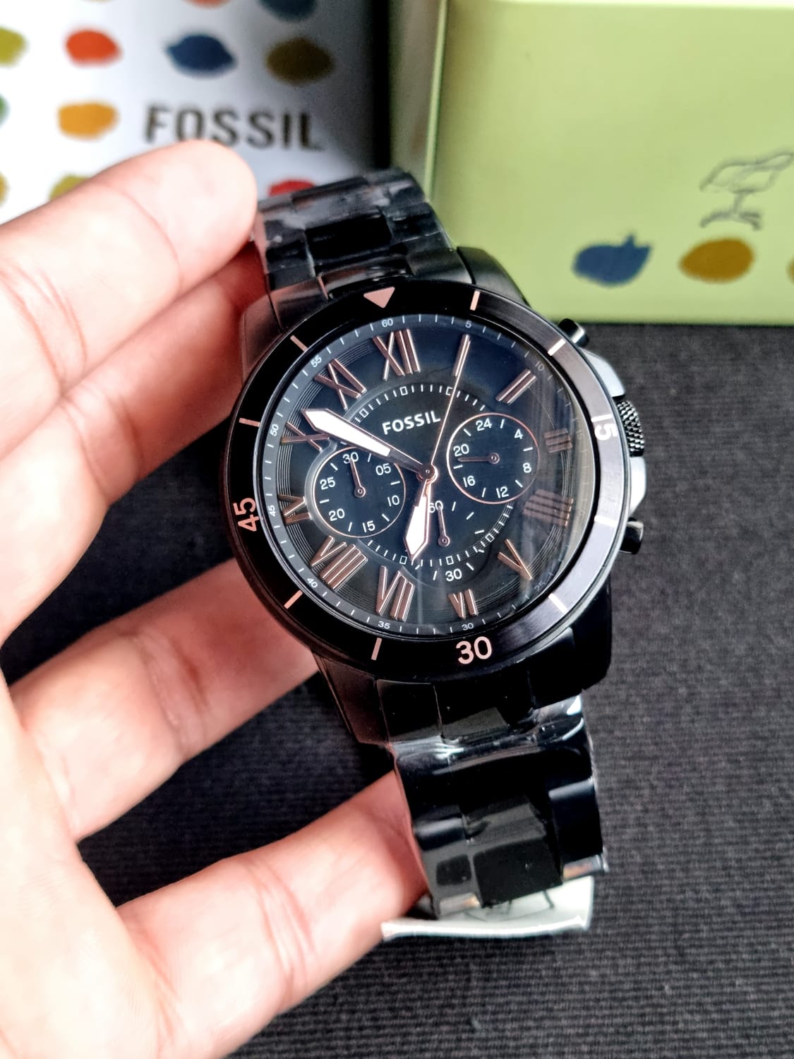 Fossil Men’s Chronograph Quartz Stainless Steel Black Dial 44mm Watch FS5374