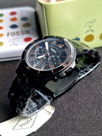 Fossil Men’s Chronograph Quartz Stainless Steel Black Dial 44mm Watch FS5374