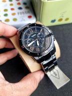 Fossil Men’s Chronograph Quartz Stainless Steel Black Dial 44mm Watch FS5374