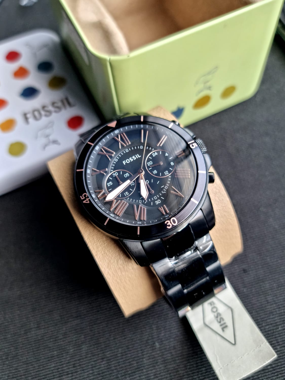 Fossil Men’s Chronograph Quartz Stainless Steel Black Dial 44mm Watch FS5374