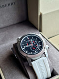 BURBERRY Sport Chronograph Black Dial White Rubber Men's Watch BU7707