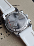 BURBERRY Sport Chronograph Black Dial White Rubber Men's Watch BU7707