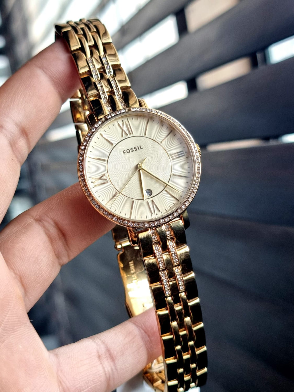 Fossil Women’s Quartz Stainless Steel Gold Dial 36mm Watch ES3547