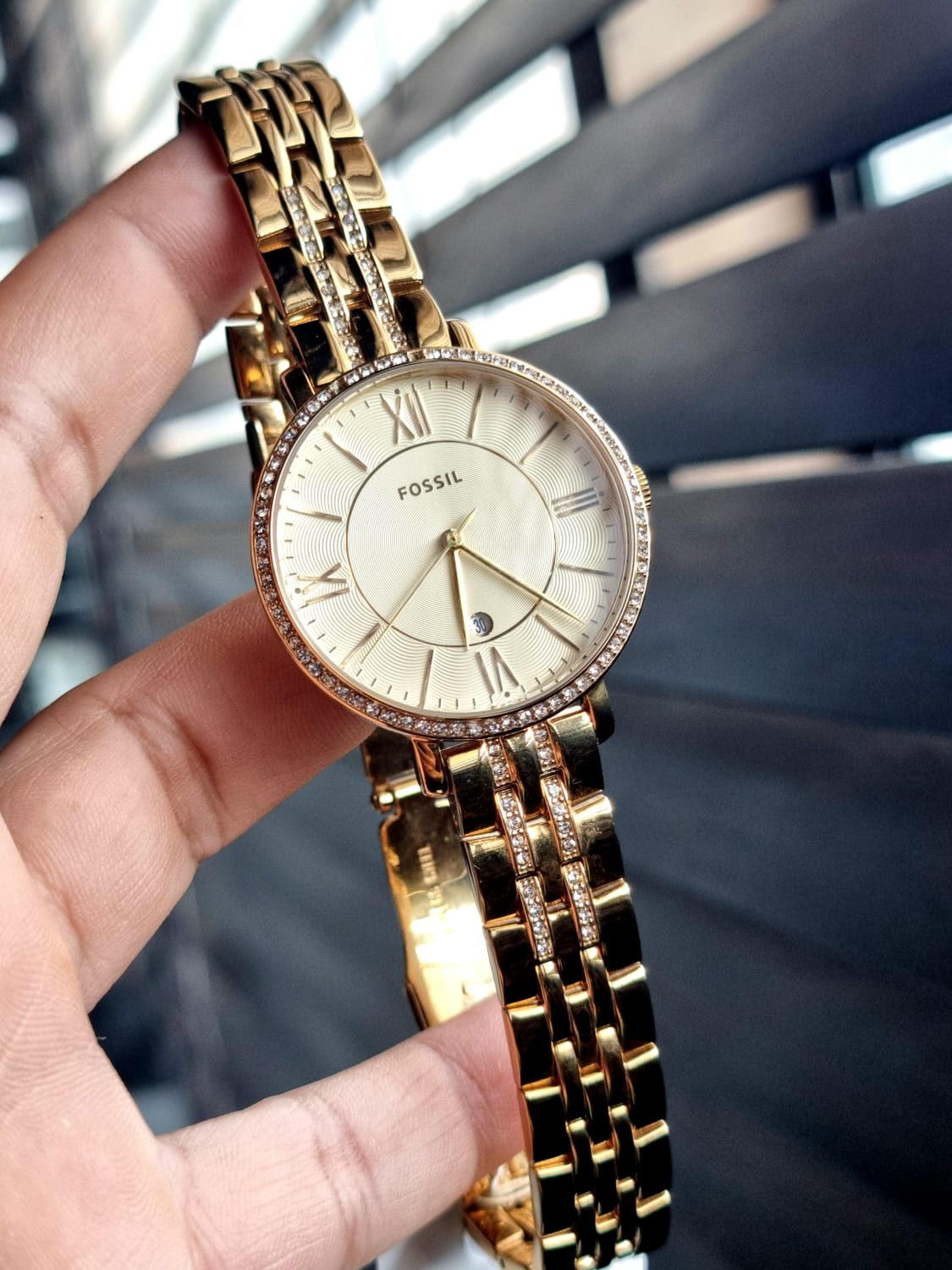 Fossil Women’s Quartz Stainless Steel Gold Dial 36mm Watch ES3547