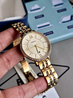 Fossil Women’s Quartz Stainless Steel Gold Dial 36mm Watch ES3547