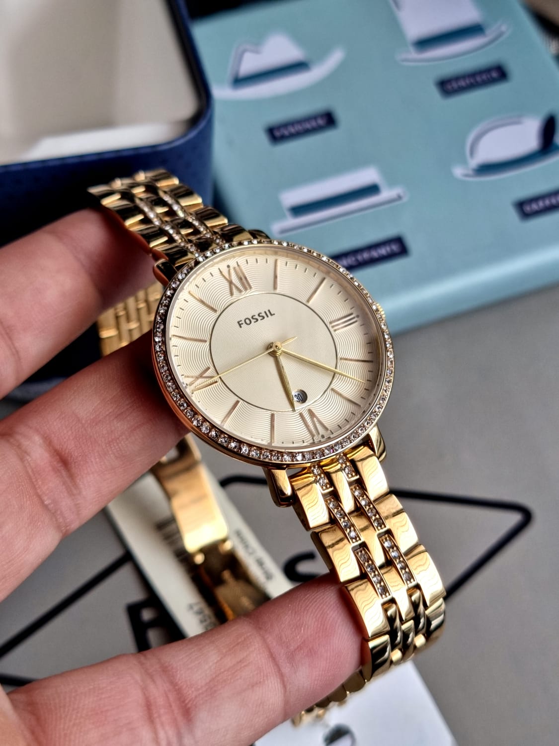 Fossil Women’s Quartz Stainless Steel Gold Dial 36mm Watch ES3547