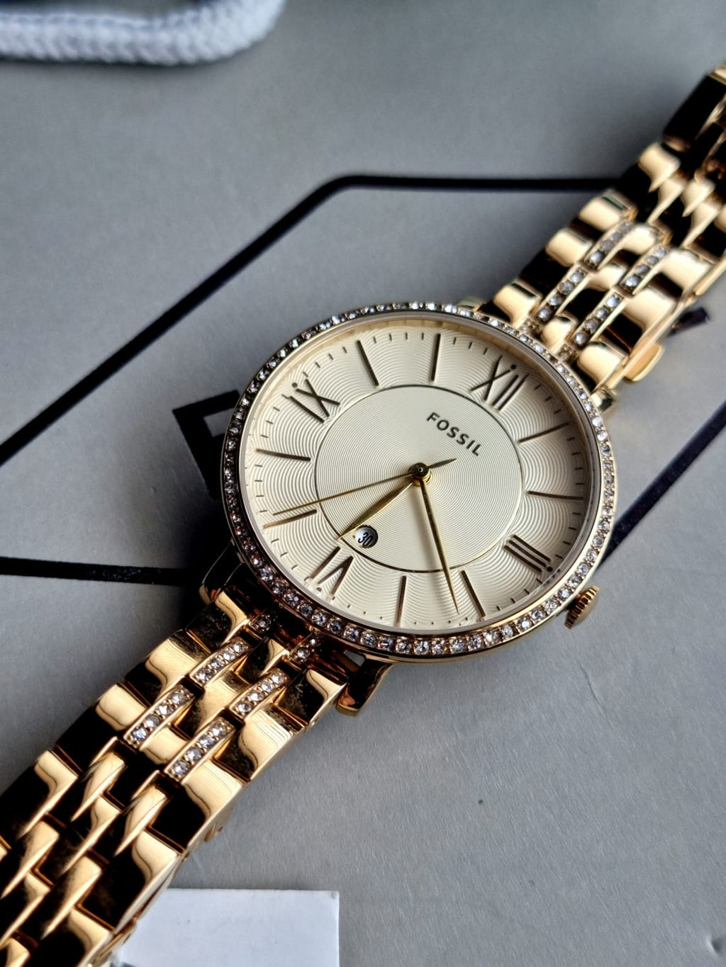 Fossil Women’s Quartz Stainless Steel Gold Dial 36mm Watch ES3547