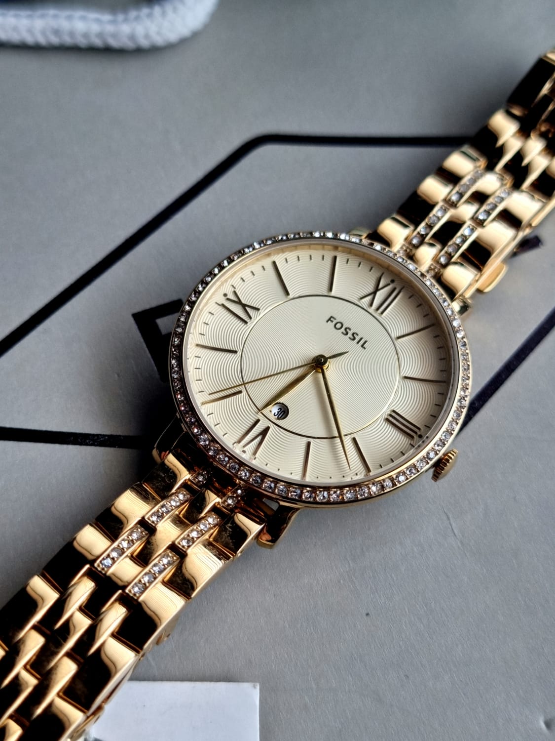 Fossil Women’s Quartz Stainless Steel Gold Dial 36mm Watch ES3547