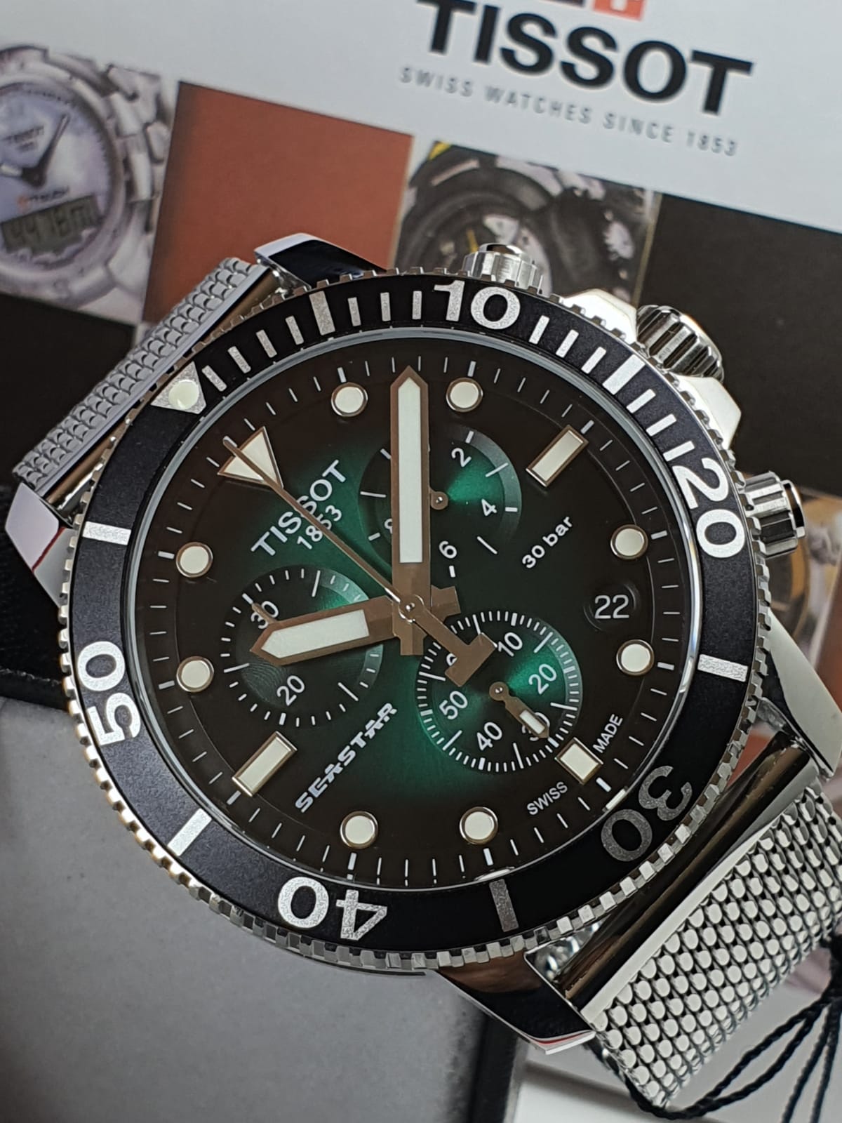 TISSOT Men’s Quartz Swiss Made Stainless Steel Green Gradient Dial 45mm Watch T120.417.11.091.00