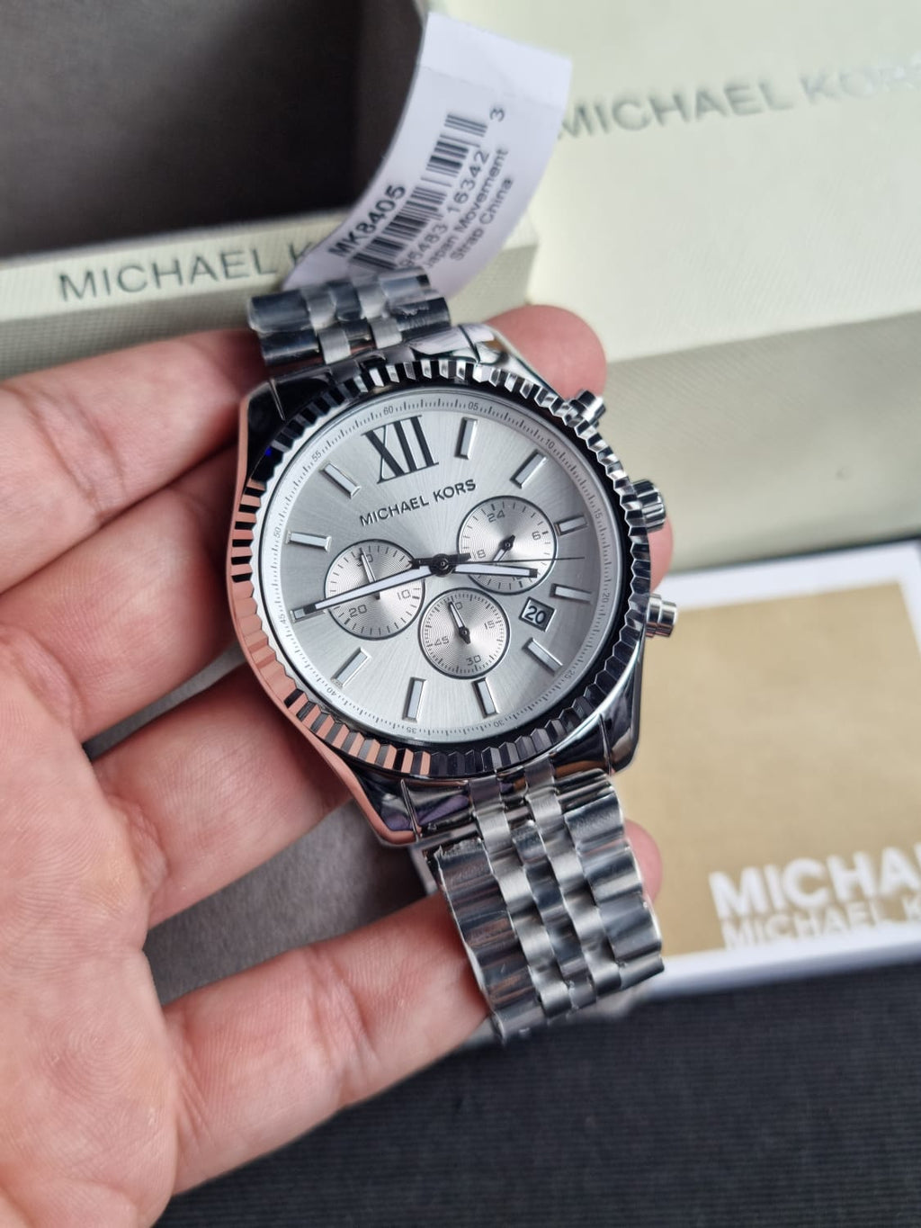 MICHAEL KORS Lexington Chronograph Silver Dial MEN's Watch MK8405 (WITHOUT TAG)