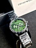 Emporio Armani Men’s Chronograph Stainless Steel Green Dial 43mm Watch AR11472