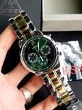 Guess Hendrix Silver & Gold Tone Stainless Steel Green Dial Chronograph Quartz Watch for Gents – Guess GW0066G2