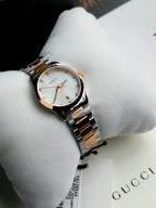 Gucci Women’s Swiss Made Quartz Stainless Steel Mother of pearl Dial 27mm Watch YA126544