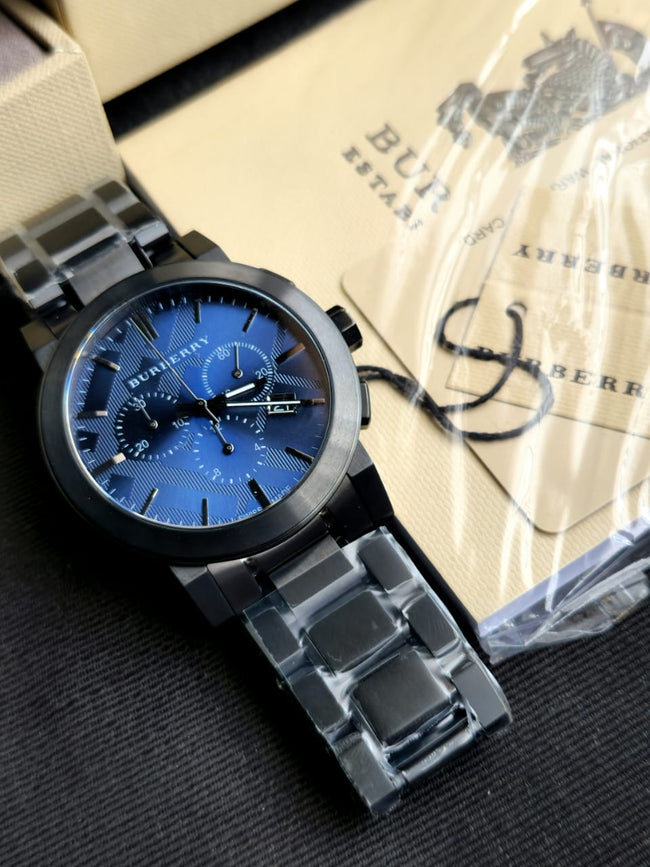 BURBERRY Men’s Swiss made Stainless Steel Blue Dial 42mm Watch BU9365 Hover Image