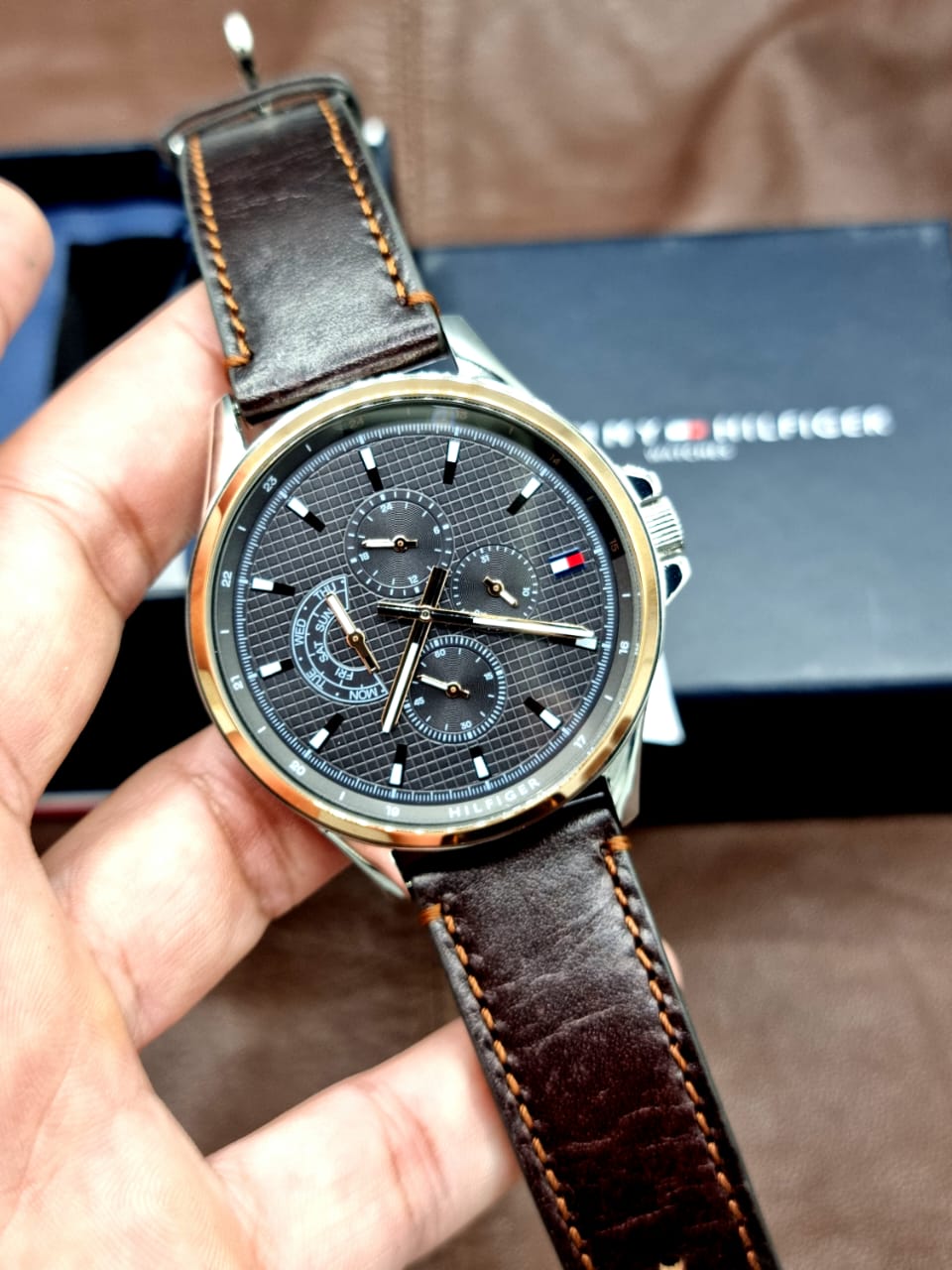 Tommy Hilfiger Men's Multi dial Quartz Watch with Leather Strap 1791615