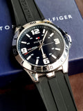 Tommy Hilfiger Men’s Quartz Black Silicone Strap Black Dial 46mm Watch 1791062/2 (LOT ITEM)