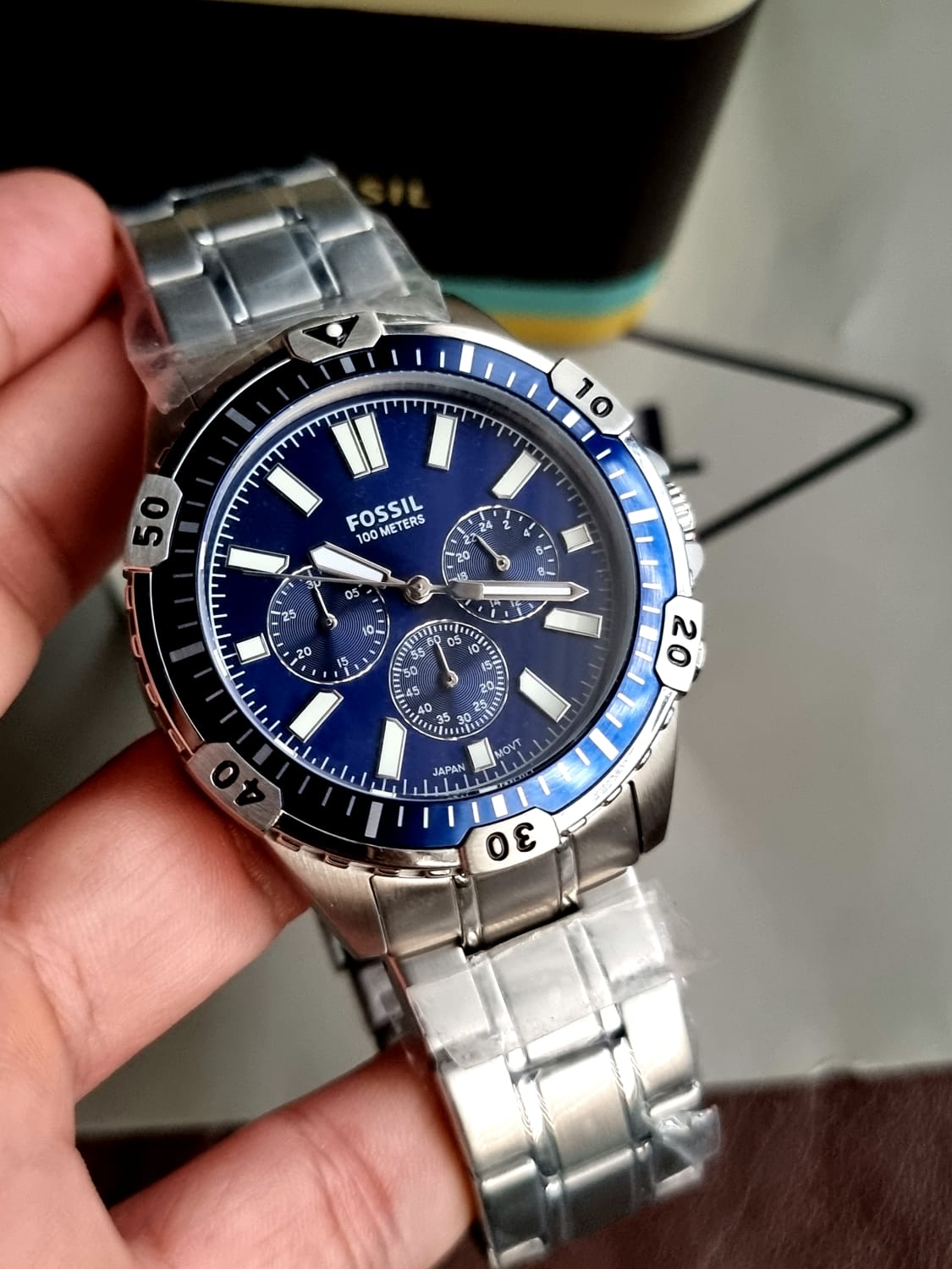 Fossil Men's Chronograph Quartz Stainless Steel Blur Dial 44mm