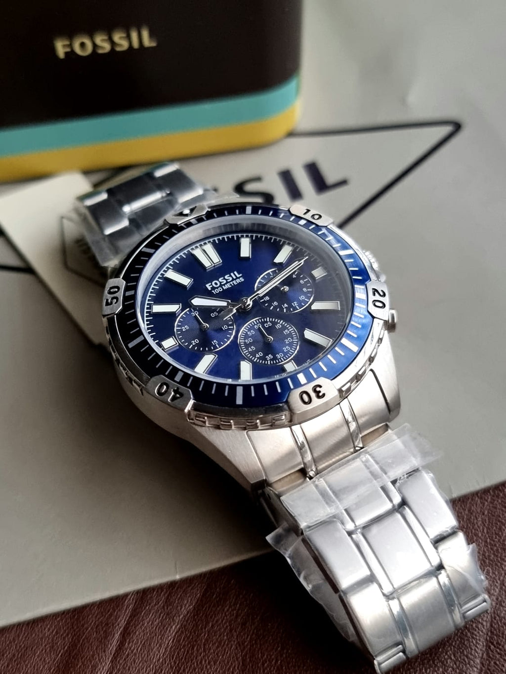 Fossil Men’s Chronograph Quartz Stainless Steel Blur Dial 44mm Watch FS5623