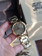 BURBERRY The City Champagne Dial Gold-tone Unisex Watch BU9033