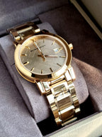 BURBERRY The City Champagne Dial Gold-tone Unisex Watch BU9033