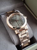 BURBERRY Brown Check Pattern Dial Rose Gold-plated Ladies Watch BU9005
