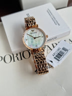 Emporio Armani Women’s Quartz Rose Gold Stainless Steel Mother Of Pearl Dial 32mm Watch AR11385