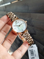 Emporio Armani Women’s Quartz Rose Gold Stainless Steel Mother Of Pearl Dial 32mm Watch AR11385