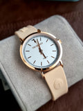 Trussardi Rose Gold Casing White dial Light Pink Rubber Strap