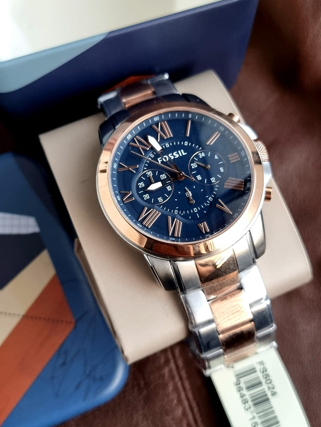 Fossil Men’s FS5024 Grant Chronograph Two-Tone Rose and Silver Stainless Steel Watch
