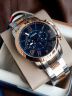 Fossil Men’s FS5024 Grant Chronograph Two-Tone Rose and Silver Stainless Steel Watch