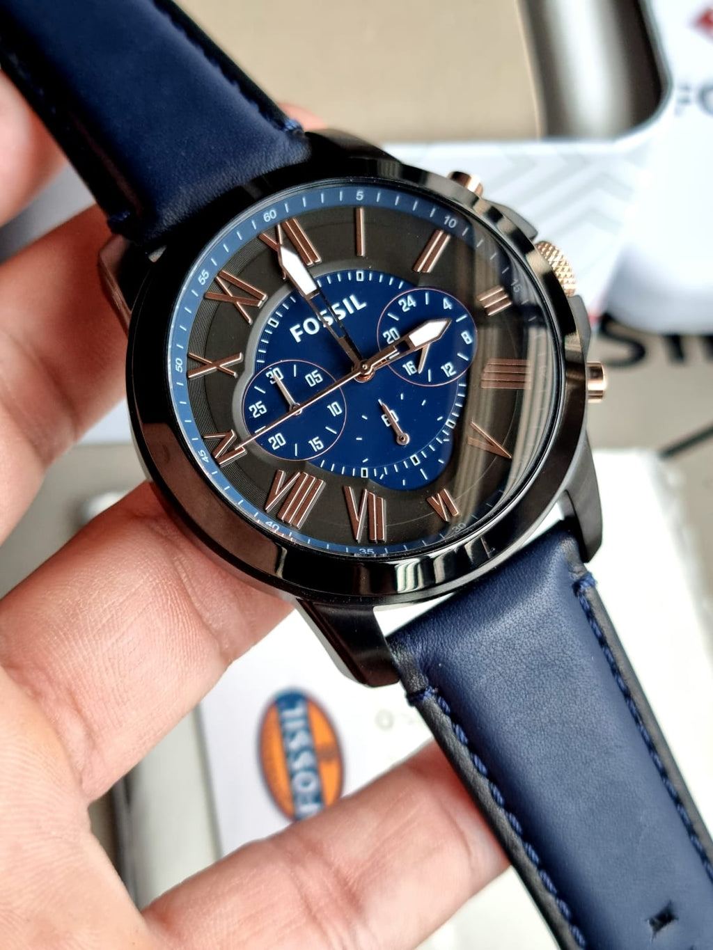 FOSSIL Grant Chronograph Black and Blue Dial Men's Watch FS5061