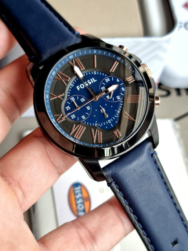 FOSSIL Grant Chronograph Black and Blue Dial Men's Watch FS5061 Main Image
