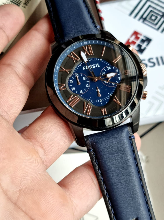 FOSSIL Grant Chronograph Black and Blue Dial Men's Watch FS5061 Hover Image