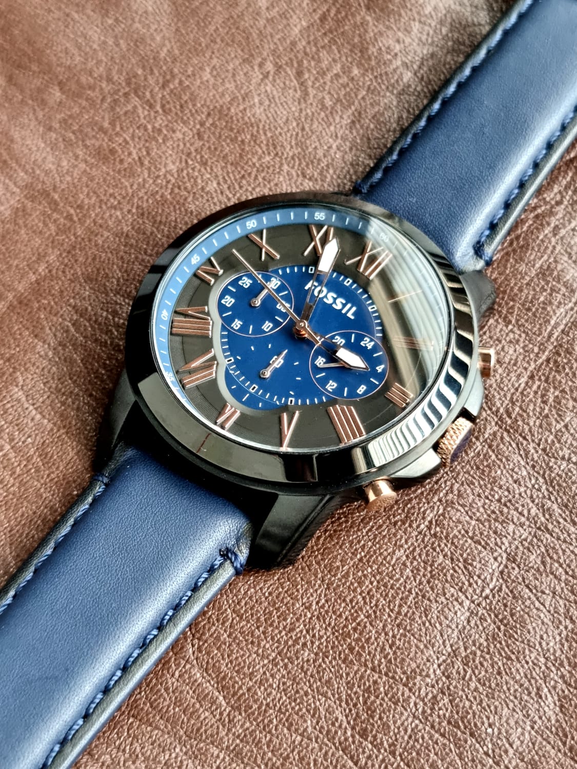 FOSSIL Grant Chronograph Black and Blue Dial Men's Watch FS5061