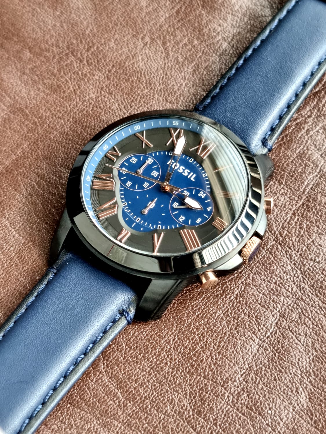 FOSSIL Grant Chronograph Black and Blue Dial Men's Watch FS5061