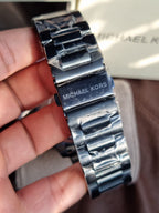 Michael Kors Men's Brecken Stainless Steel Analog-Quartz Watch with Stainless-Steel Strap, Blue, 24 (Model: MK8610)