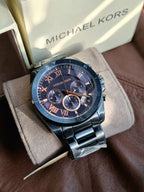 Michael Kors Men's Brecken Stainless Steel Analog-Quartz Watch with Stainless-Steel Strap, Blue, 24 (Model: MK8610)