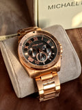 MICHAEL KORS Brecken Grey Dial Men's Rose Gold Chronograph Watch MK8563