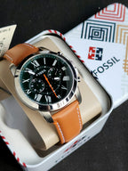 Fossil Men's FS4918 Grant Chronograph Stainless Steel Watch With Tan Leather Band
