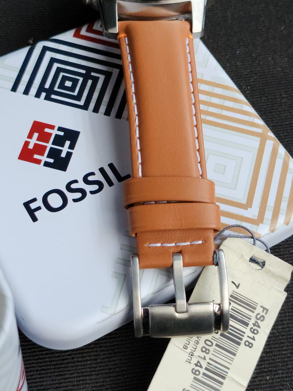 Fossil Men's FS4918 Grant Chronograph Stainless Steel Watch With Tan Leather Band