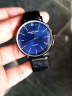 Kenneth Cole Blue dial Black leather Strap Quartz Watch kc505066004
