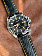 LOrus Black leather Strap black dial Black bezel 45mm dial size