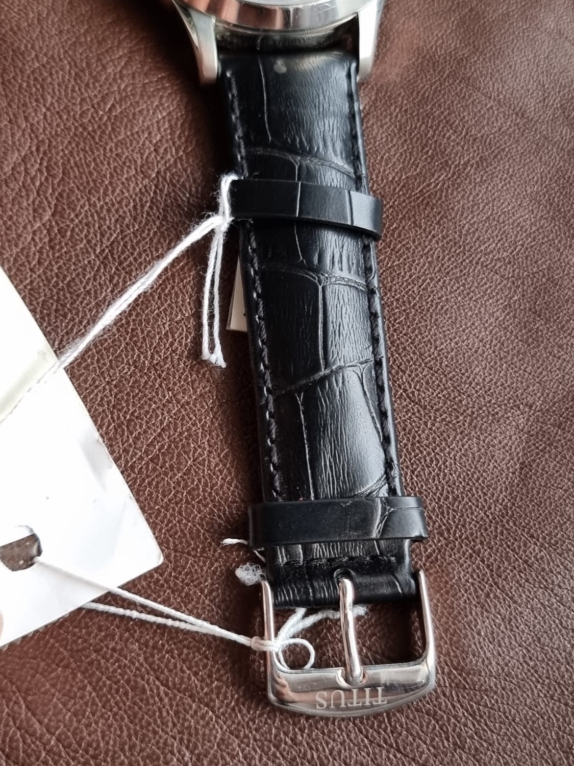 Titus Automatic Black leather Strap Black dial 41mm Dial Size