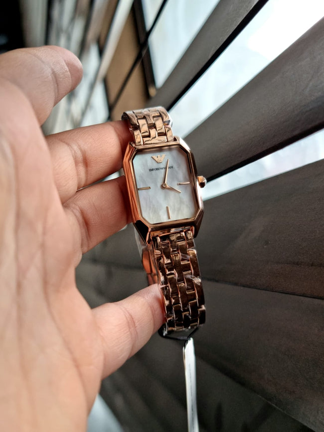 EMPORIO ARMANI Giola Quartz White Mother of Pearl Dial Ladies Watch AR11147 Hover Image