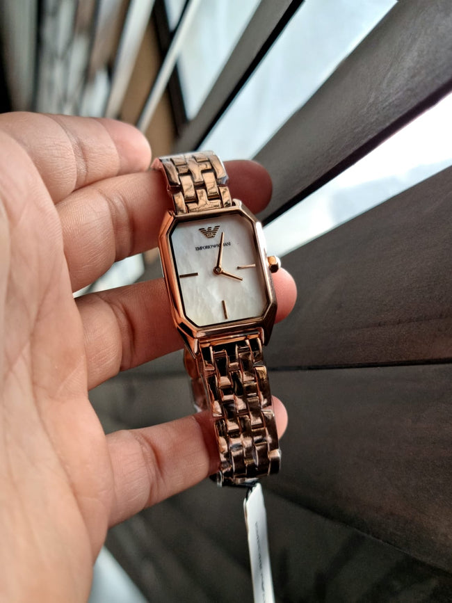 EMPORIO ARMANI Giola Quartz White Mother of Pearl Dial Ladies Watch AR11147 Main Image