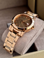 BURBERRY The City Rose Dial Rose Gold-tone Ladies Watch BU9135