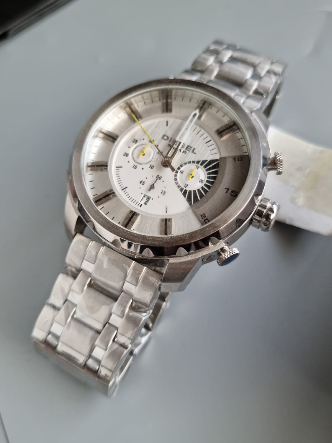 Men's Diesel Stronghold Chronograph Leather Strap Watch DZ4346 (Strap Change Orignal Chain)