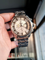 Men's Diesel Stronghold Chronograph Leather Strap Watch DZ4346 (Strap Change Orignal Chain)